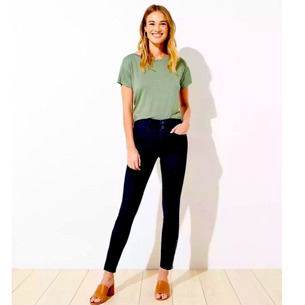 NWT LOFT Petite Ankle Zip Slim Pocket Skinny Jeans